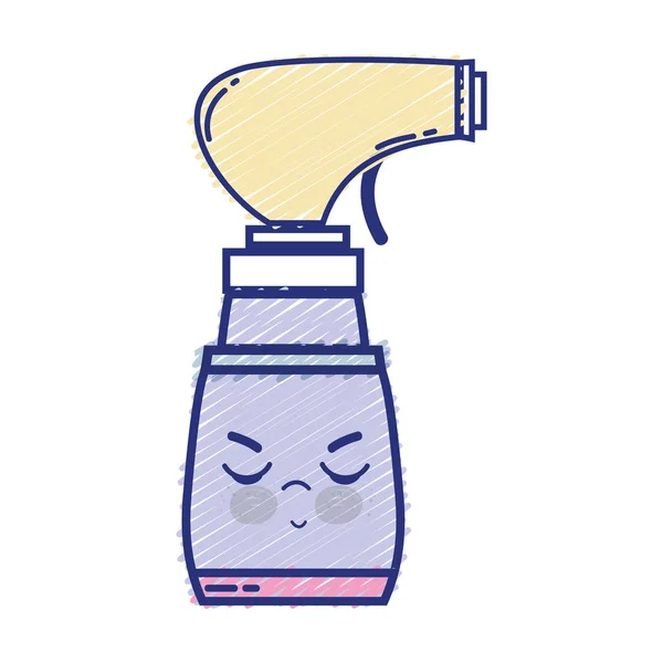 Kawaii Bonito Irritado Spray Garrafa Vetor Ilustração —  Vetores de Stock