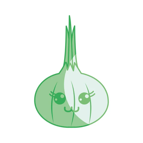 Silhouette Kawaii Cute Happy Onion Vegetable Vector Illustration Image — стоковый вектор