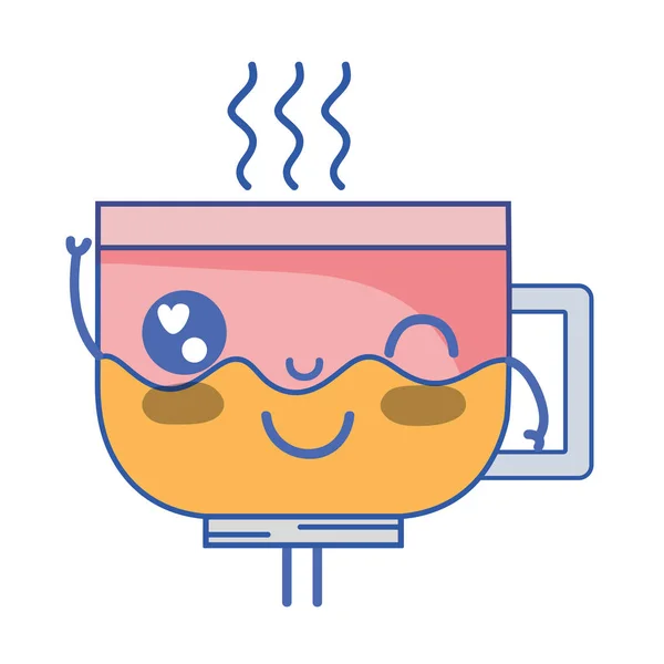 Kawaii Mignon Drôle Tasse Café Vectoriel Illustration — Image vectorielle