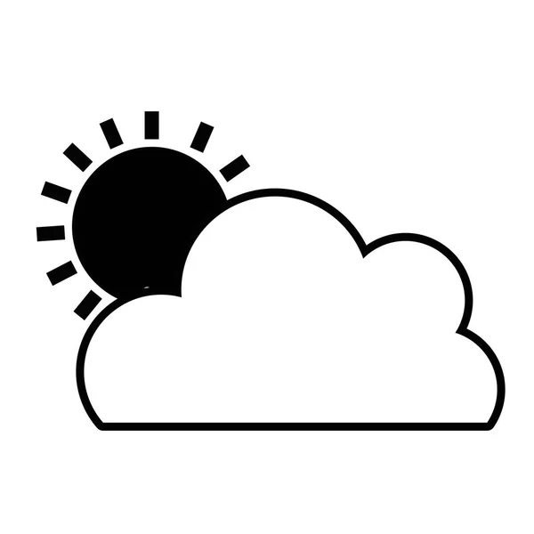 Контур Красивого Облака Солнечной Тропической Векторной Иллюстрацией Погоды — стоковый вектор