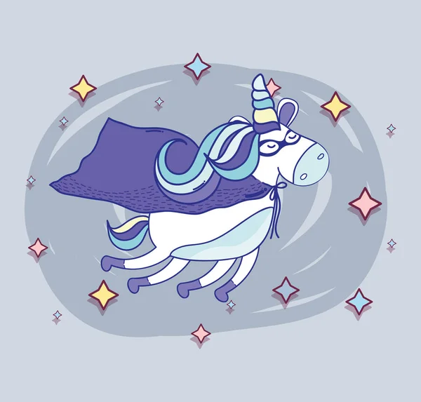 Magnifique Super Héros Licorne Volant Illustration Vectorielle — Image vectorielle