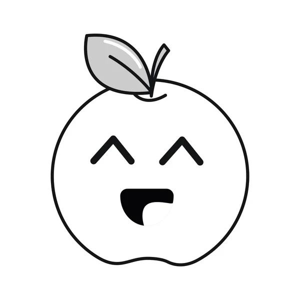 Силуэт Милого Счастливого Яблочного Плода Векторная Иллюстрация — стоковый вектор
