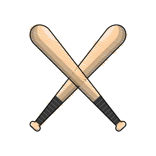 Цветные Бейсбольные Летучие Мыши Играть Значок Векторные Иллюстрации Дизайн Изображения — стоковый вектор