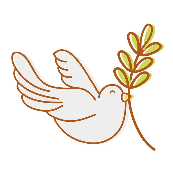 平和のシンボル ベクトル図の分岐とかわいい鳩動物 — ストックベクタ