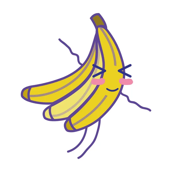 Kawaii Bonito Engraçado Banana Fruta Vetor Ilustração — Vetor de Stock