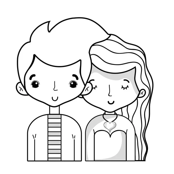 Ligne Couple Beauté Avec Illustration Vectorielle Conception Coiffure — Image vectorielle