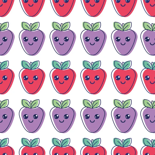 Kawaii güzel mutlu çilek arka plan kutsal kişilerin resmi, vektör çizim