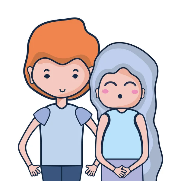 Casal Beleza Juntamente Com Desenho Penteado Ilustração Vetorial — Vetor de Stock