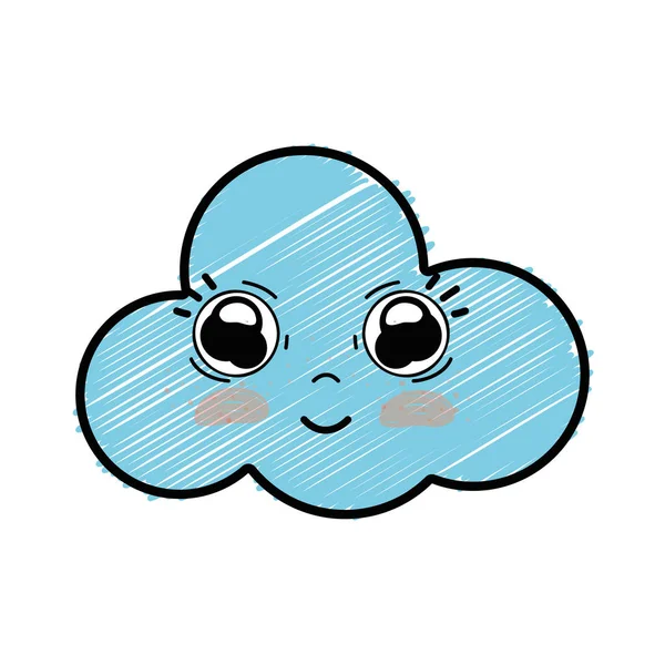 Kawaii Mignon Tendre Nuages Météo Vectoriel Illustration — Image vectorielle