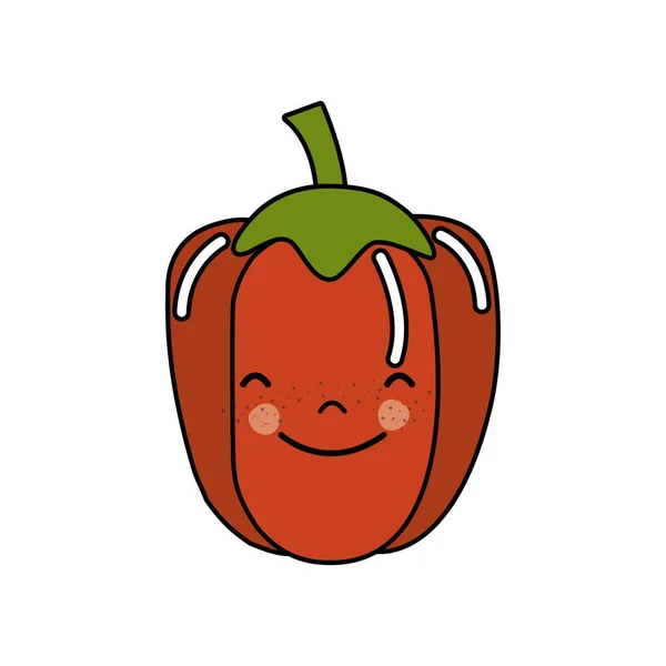 卡瓦伊可爱的快乐辣椒蔬菜 矢量插图 — 图库矢量图片