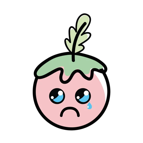 Kawaii Weinende Tomaten Gemüse Symbol Vektor Illustration Dsign — Stockvektor
