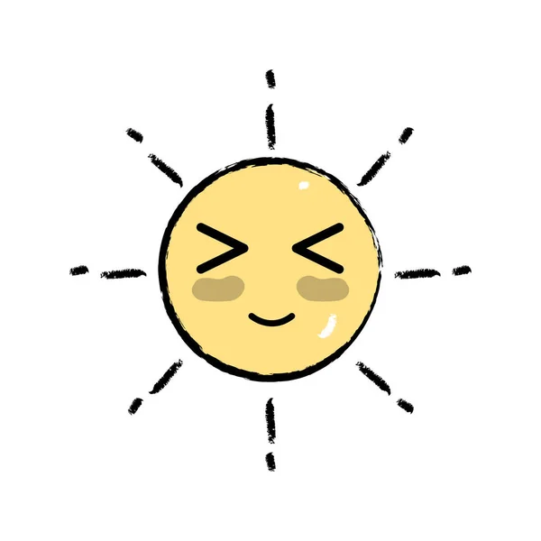 Kawaii Lindo Sol Feliz Vector Del Tiempo Ilustración — Vector de stock