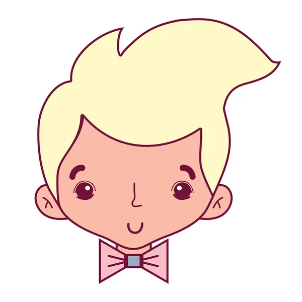 Avatar Hombre Cabeza Con Peinado Bowtie Vector Ilustración — Vector de stock