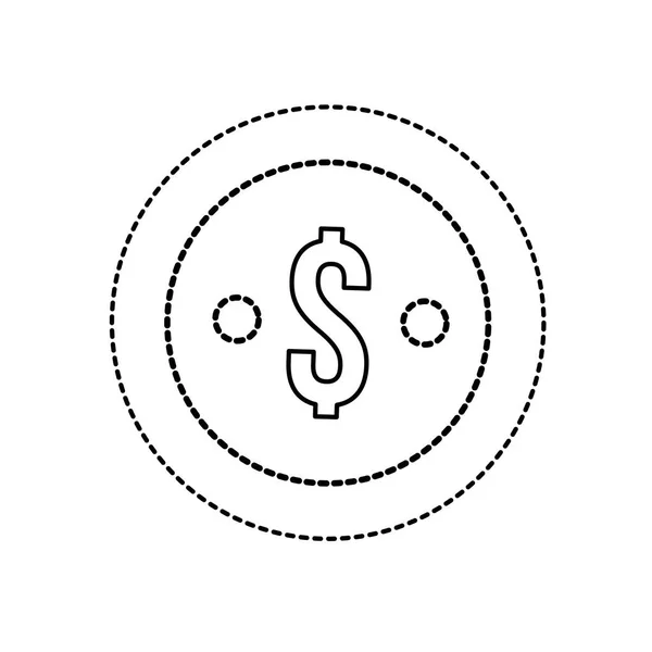 Dotted Shape Finance Coin Currency Cash Money Vector Illustration — Stock Vector