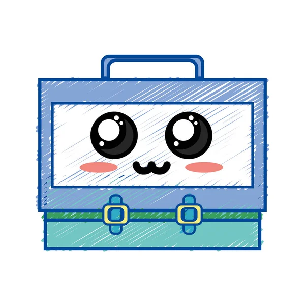 Kawaii Aranyos Boldog Bőrönd Design Vektor Illusztráció — Stock Vector