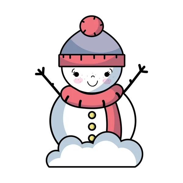 Сніговик Прикраси Святкування Веселого Різдва Векторні Ілюстрації — стоковий вектор