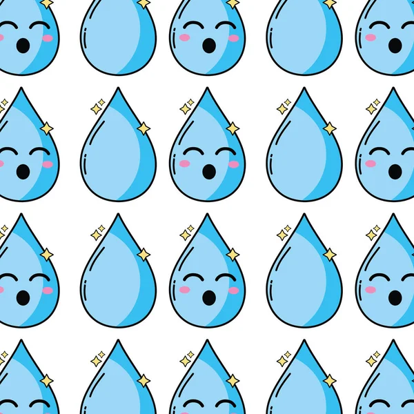 Kawaii şirin komik su açılan arka plan vektör çizim