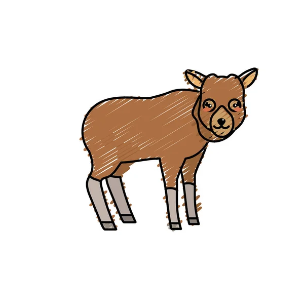 Mignon Wapiti Animal Sauvage Icône Vecteur Illustration — Image vectorielle