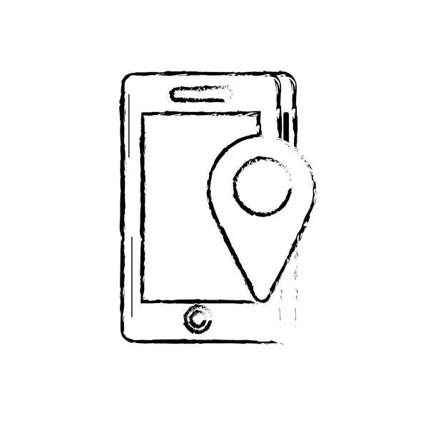 Figura Tecnología Smartphone Con Ubicación Mapa Símbolo Vector Ilustración — Archivo Imágenes Vectoriales