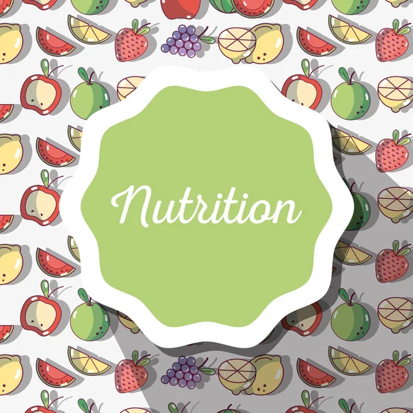 Símbolo Nutrición Emblema Con Frutas Fondo Vector Ilustración — Vector de stock