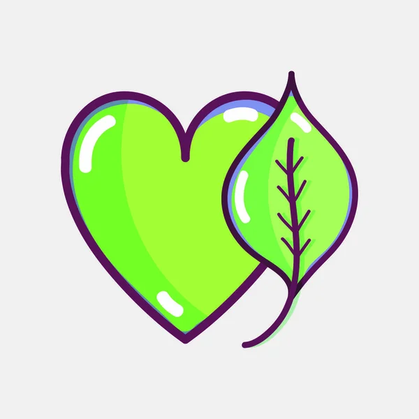 Beau Coeur Avec Feuille Pour Une Alimentation Saine Illustration Vectorielle — Image vectorielle