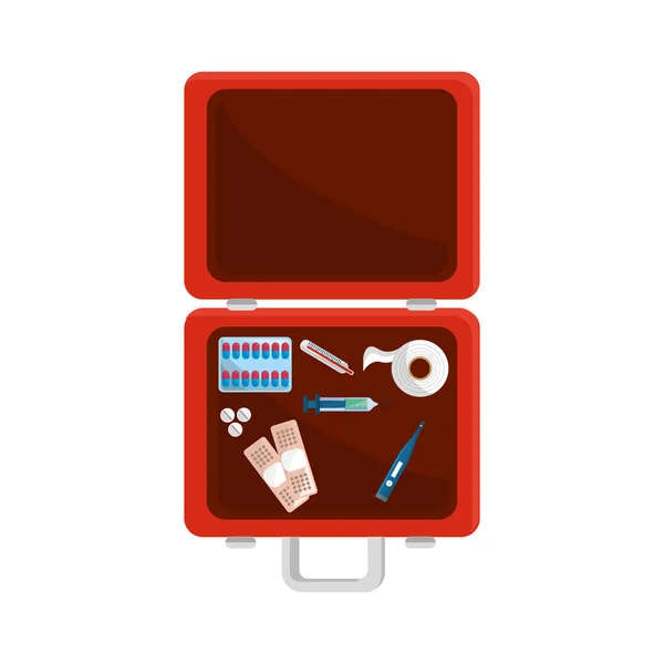 Vermelho Kit Primeiros Socorros Emergência Ilustração Vetorial —  Vetores de Stock