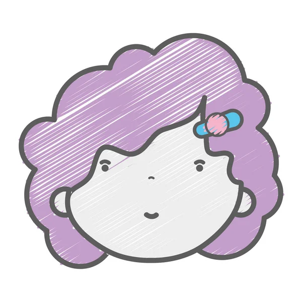 Beleza Menina Rosto Com Penteado Para Kawaii Avatar Vetor Ilustração — Vetor de Stock