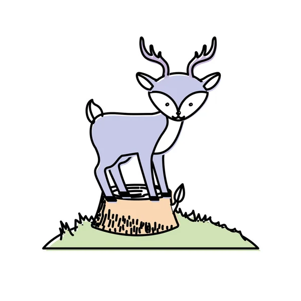 ボレの木ツリーのベクトル図にかわいい鹿動物 — ストックベクタ