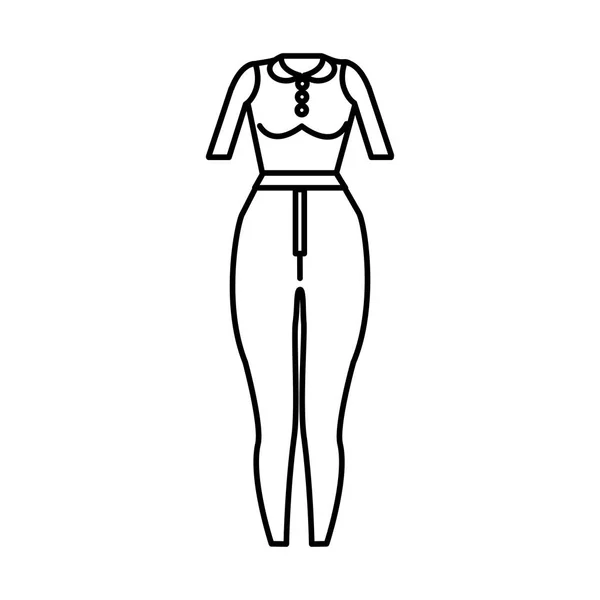 Silueta Moda Blusa Pantalones Estilo Tela Vector Ilustración — Archivo Imágenes Vectoriales