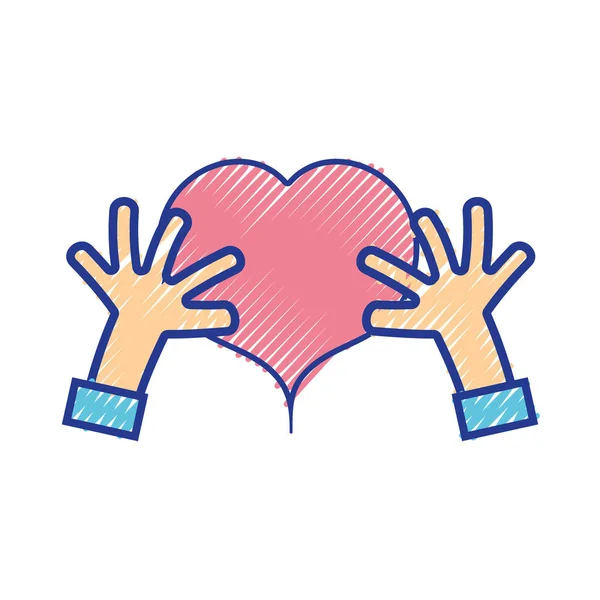 Mãos Com Coração Para Amar Símbolo Design Ilustração Vetorial —  Vetores de Stock