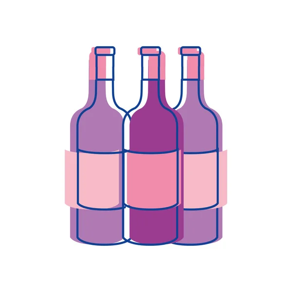 Savoureux Vin Bouteilles Boisson Icône Vecteur Illustration Design — Image vectorielle