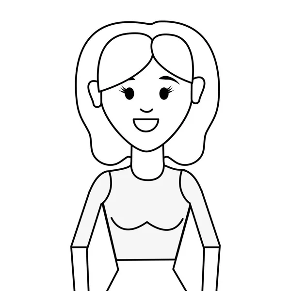 Figurenmenschen Frau Mit Lässigem Tuch Avatar Symbol Vektorillustration — Stockvektor