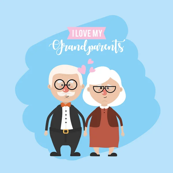 Grootouders Paar Samen Schattig Liefde Vectorillustratie — Stockvector