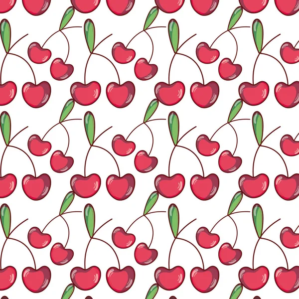 Deliciosas Cerejas Frutas Fundo Design Vetor Ilustração —  Vetores de Stock