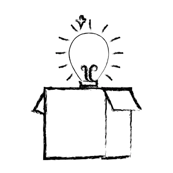 Σχήμα Πακέτο Κουτί Ανοιχτό Λάμπα Ιδέα Εικονογράφηση Διάνυσμα — Διανυσματικό Αρχείο