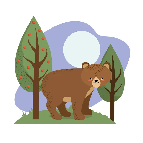Niedlichen Bären Tier Natürliche Tierwelt Vektor Illustration — Stockvektor
