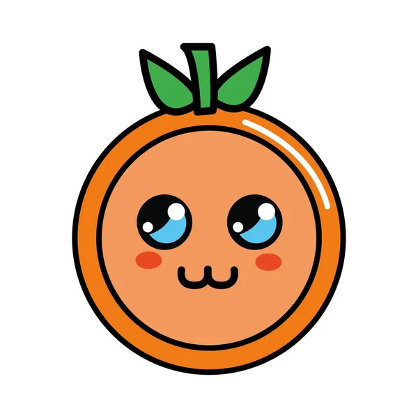 卡瓦伊可爱的想法橙色水果 矢量插图 — 图库矢量图片