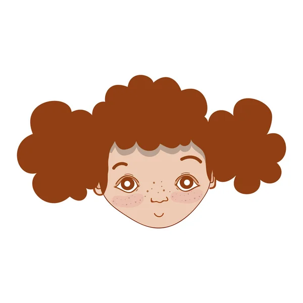 Joli Visage Fille Avec Coiffure Expression Illustration Vectorielle — Image vectorielle