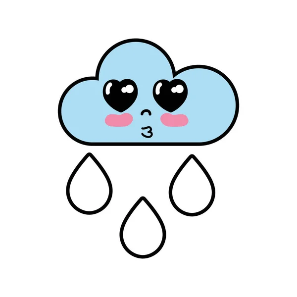 Kawaii Buena Nube Tierna Lluvia Vector Ilustración — Archivo Imágenes Vectoriales