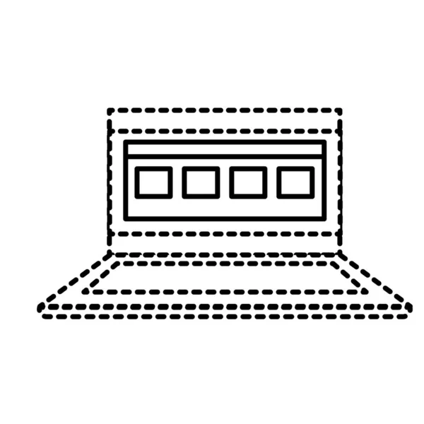 点状笔记本电脑与业务虚拟文档信息矢量插图 — 图库矢量图片
