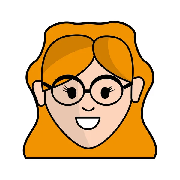 Mujer Cara Feliz Con Gafas Peinado Ilustración Vectorial — Vector de stock