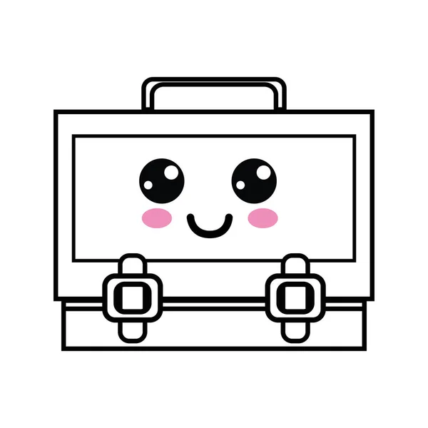 Ligne Kawaii Mignon Heureux Conception Valise Illustration Vectorielle — Image vectorielle