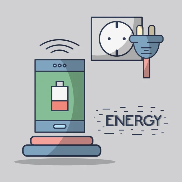 Ilustracja Wektorowa Smartphone Rezygnować Niski Stan Baterii Kabli Energetycznych — Wektor stockowy