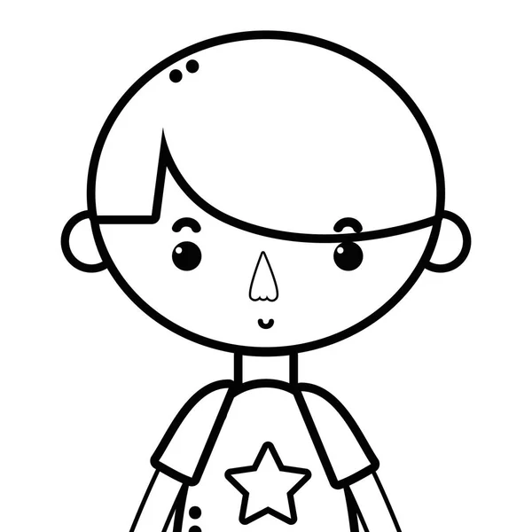 Line Tender Boy Child Pijama Hairstyle Vector Illustration — Stock Vector