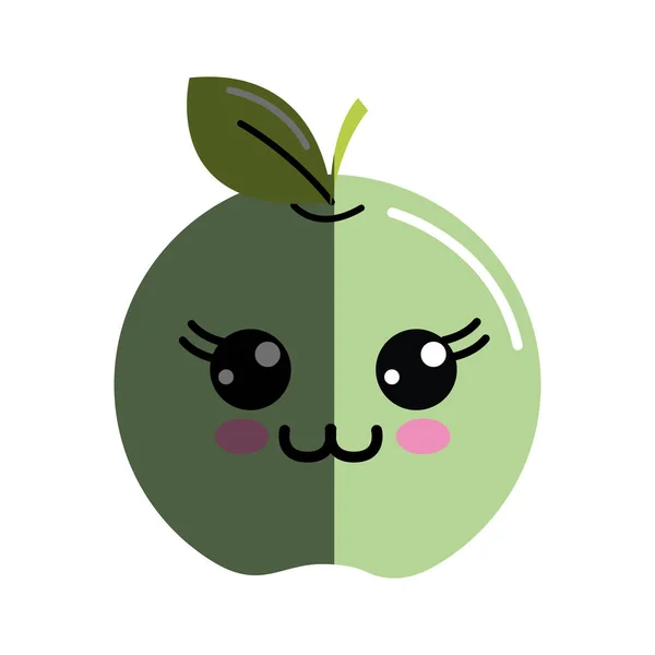 Kawaii Χαριτωμένο Ευτυχείς Μήλο Φρούτα Εικονογράφηση Διάνυσμα — Διανυσματικό Αρχείο