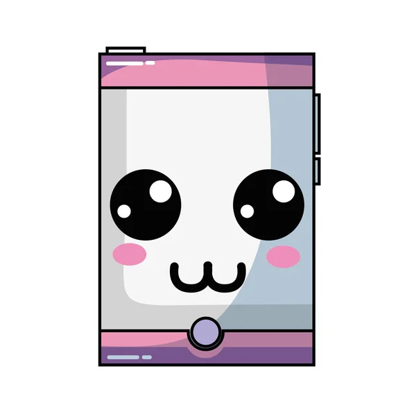 Kawaii Lindo Feliz Smartphone Tecnología Vector Ilustración — Vector de stock