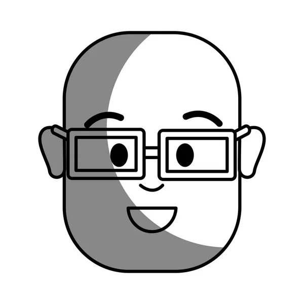 Silueta Hombre Feliz Con Cabeza Calva Gafas Diseño Ilustración Vectorial — Archivo Imágenes Vectoriales