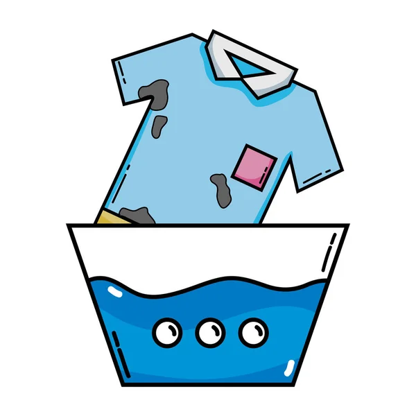 Βρώμικο Shirt Εμποτισμός Δοχείο Νερό Εικονογράφηση Διάνυσμα — Διανυσματικό Αρχείο
