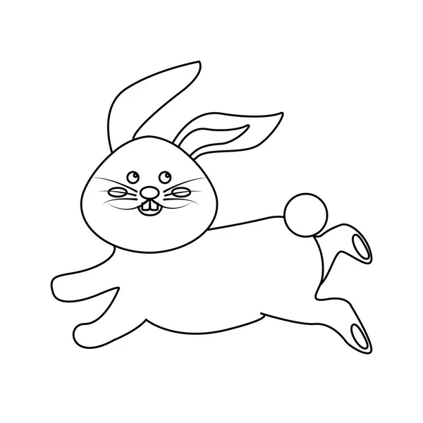 Figure Cute White Rabbit Animal Running Vector Illustration — Stock Vector