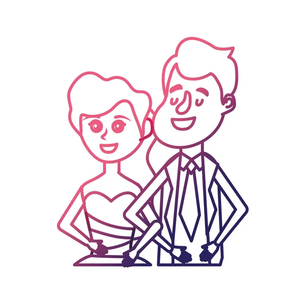 satır mutlu çift birlikte ve romantik kutlama vektör çizim